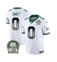 Men Philadelphia Eagles 0 D 27Andre Swift White 2023 F U S E  Throwback Vapor Untouchable Limited Stitched Football Jersey