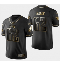 Men Philadelphia Eagles 62 Jason Kelce Black Golden Edition Stitched Baseball Jersey