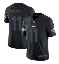 Mens Nike Philadelphia Eagles 11 Carson Wentz Limited Black Rush Impact NFL Jersey