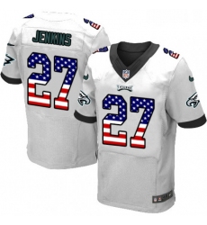 Mens Nike Philadelphia Eagles 27 Malcolm Jenkins Elite White Road USA Flag Fashion NFL Jersey