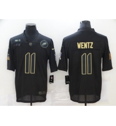 Nike Philadelphia Eagles 11 Carson Wentz Black 2020 Salute To Service Limited Jersey