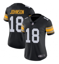 Steelers 18 Diontae Johnson Black Alternate Women Stitched Football Vapor Untouchable Limited Jersey