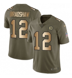 Youth Nike Pittsburgh Steelers 12 Terry Bradshaw Limited OliveGold 2017 Salute to Service NFL Jersey