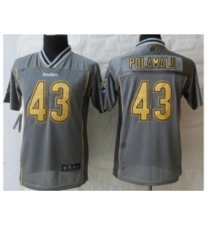 Youth Nike Pittsburgh Steelers 43 Troy Polamalu Grey Vapor Elite Jerseys