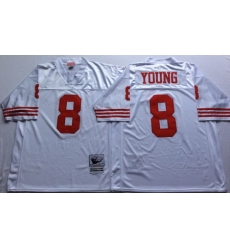 49ers 8 Steve Young White Throwback Jersey