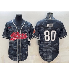 Men San Francisco 49ers 80 Jerry Rice Grey Camo With Patch Cool Base Stitched Baseball Jersey