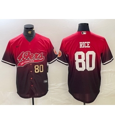 Men San Francisco 49ers 80 Jerry Rice  Red Black With Patch Cool Base Stitched Baseball jerseys 2