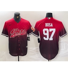 Men San Francisco 49ers 97 Nick Bosa Red Black With Patch Cool Base Stitched Baseball jerseys
