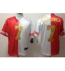 Nike San Francisco 49ers 7 Colin Kaepernick Red White Elite Split Gold Number NFL Jersey