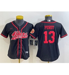 Women San Francisco 49ers 13 Brock Purdy Black With Patch Cool Base Stitched Baseball Jersey