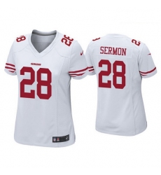 Women San Francisco 49ers 28 Trey Sermon White Vapor Limited Jersey