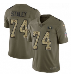 Youth Nike San Francisco 49ers 74 Joe Staley Limited OliveCamo 2017 Salute to Service NFL Jersey