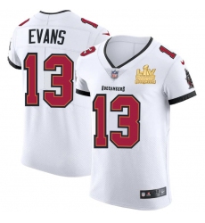 Men Tampa Bay Buccaneers 13 Mike Evans Men Super Bowl LV Champions Patch Nike White Vapor Elite Jersey