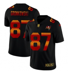 Tampa Bay Buccaneers 87 Rob Gronkowski Men Black Nike Red Orange Stripe Vapor Limited NFL Jersey