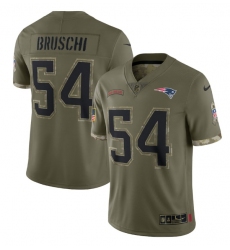 Men New England Patriots 54 Tedy Bruschi Olive 2022 Salute To Service Limited Stitched Jersey