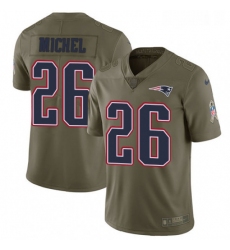 Mens Nike New England Patriots 26 Sony Michel Limited Olive 2017 Salute to Service NFL Jersey