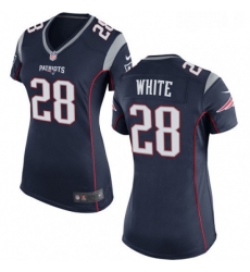 Womens Nike New England Patriots 28 James White Game Navy Blue Team Color NFL Jersey