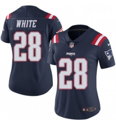 Womens Nike New England Patriots 28 James White Limited Navy Blue Rush Vapor Untouchable NFL Jersey