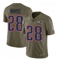 Youth Nike New England Patriots 28 James White Limited Olive 2017 Salute to Service NFL Jersey