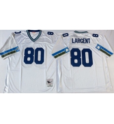 Men Seattle Seahawks 80 Steve Largent White M&N Throwback Jersey