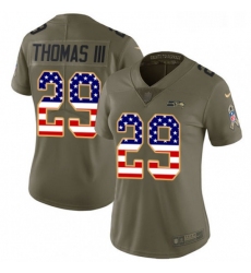 Womens Nike Seattle Seahawks 29 Earl Thomas III Limited OliveUSA Flag 2017 Salute to Service NFL Jersey