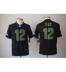 Nike Seahawks #12 Fan Black Impact Youth Stitched NFL Limited Jersey