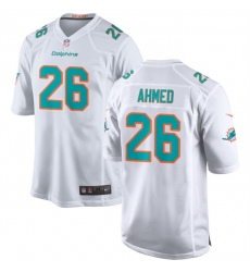 Men Miami Dolphins 26 Salvon Ahmed White Stitched Game Football Jersey