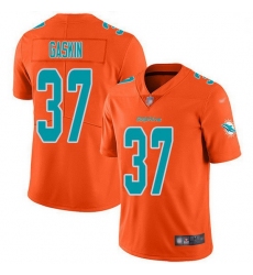 Nike Miami Dolphins 37 Myles Gaskin Orange Men Stitched NFL Limited Inverted Legend Jersey