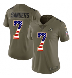 7 Limited Jason Sanders OliveUSA Flag Nike NFL Womens Jersey Miami Dolphins 2017 Salute to Servi