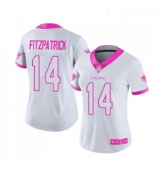 Womens Miami Dolphins 14 Ryan Fitzpatrick Limited White Pink Rush Fashion Football Jersey