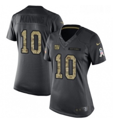 Womens Nike New York Giants 10 Eli Manning Limited Black 2016 Salute to Service NFL Jersey