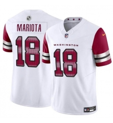 Men Washington Commanders 18 Marcus Mariota White 2024 F U S E Vapor Limited Stitched Football Jersey