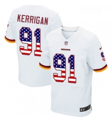 Mens Nike Washington Redskins 91 Ryan Kerrigan Elite White Road USA Flag Fashion NFL Jersey