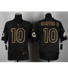 Nike Washington Redskins 10 robert griffin III black Elite gold lettering fashion NFL Jersey