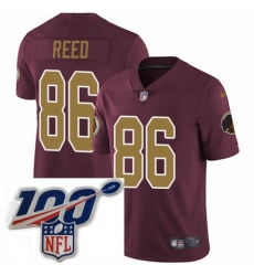 Youth Nike Washington Redskins 86 Jordan Reed Burgundy RedGold Number Alternate 80TH Anniversary Vapor Untouchable Limited Stitched 100th anniversary Neck 