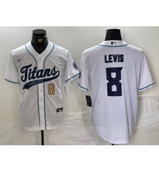 Men Tennessee Titans 8 Will Levis White With Patch Cool Base Stitched Baseball Jersey 2