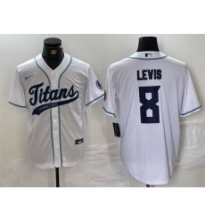 Men Tennessee Titans 8 Will Levis White With Patch Cool Base Stitched Baseball Jersey