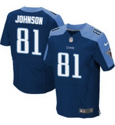 Nike Titans #81 Andre Johnson Navy Blue Alternate Mens Stitched NFL Elite Jersey