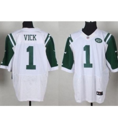 Nike New York Jets 1 Michael Vick White Elite NFL Jersey