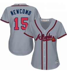 Womens Majestic Atlanta Braves 15 Sean Newcomb Authentic Grey Road Cool Base MLB Jersey 