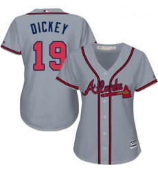 Womens Majestic Atlanta Braves 19 RA Dickey Authentic Grey Road Cool Base MLB Jersey