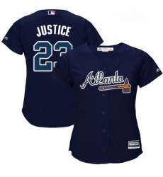 Womens Majestic Atlanta Braves 23 David Justice Replica Blue Alternate Road Cool Base MLB Jersey