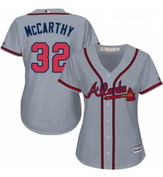 Womens Majestic Atlanta Braves 32 Brandon McCarthy Replica Grey Road Cool Base MLB Jersey 