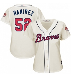 Womens Majestic Atlanta Braves 52 Jose Ramirez Replica Cream Alternate 2 Cool Base MLB Jersey 