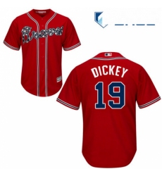 Youth Majestic Atlanta Braves 19 RA Dickey Replica Red Alternate Cool Base MLB Jersey