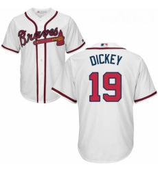 Youth Majestic Atlanta Braves 19 RA Dickey Replica White Home Cool Base MLB Jersey