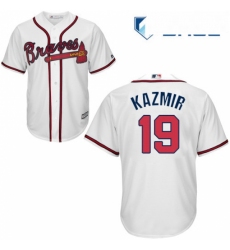 Youth Majestic Atlanta Braves 19 Scott Kazmir Replica White Home Cool Base MLB Jersey 