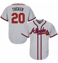 Youth Majestic Atlanta Braves 20 Preston Tucker Authentic Grey Road Cool Base MLB Jersey 