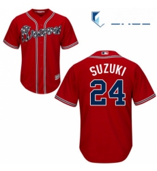 Youth Majestic Atlanta Braves 24 Kurt Suzuki Authentic Red Alternate Cool Base MLB Jersey