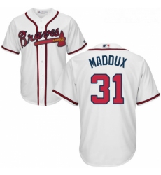 Youth Majestic Atlanta Braves 31 Greg Maddux Authentic White Home Cool Base MLB Jersey